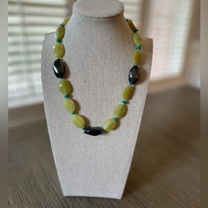 Genuine serpentine and hematite gemstone necklace